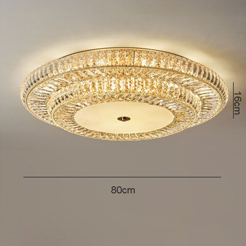 Luminária de teto de cristal redonda embutida para decoração em cristal