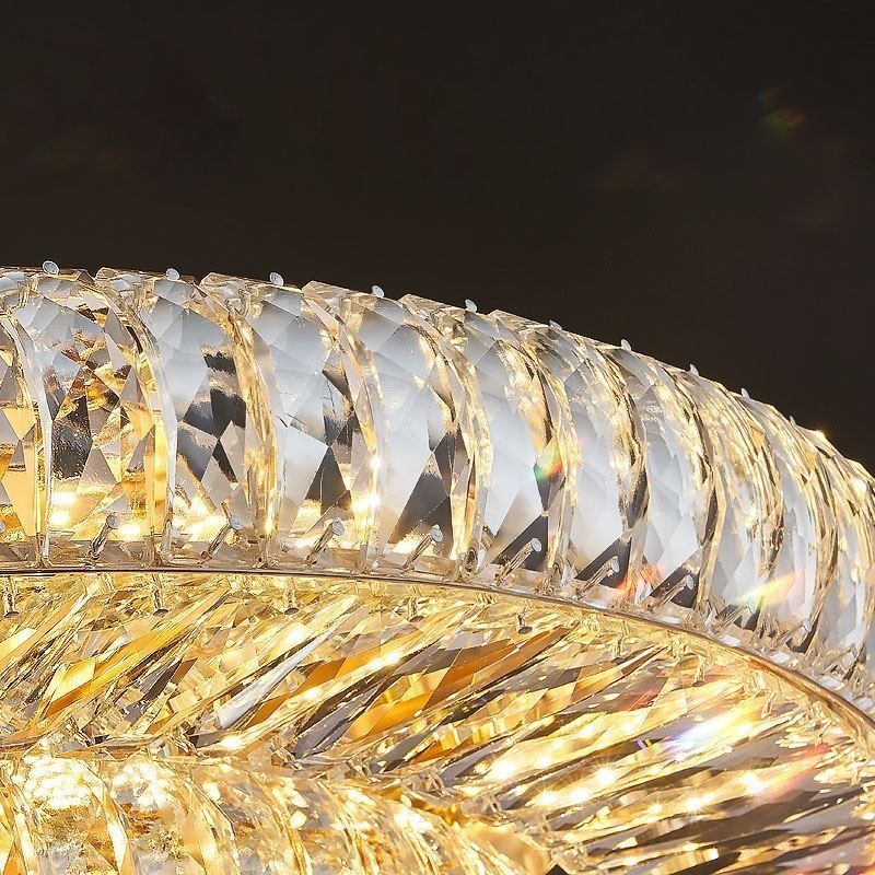 Luminária de teto de cristal redonda embutida para decoração em cristal