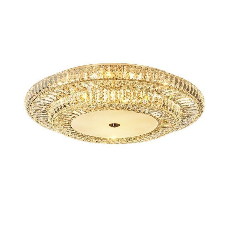 Luminária de teto de cristal redonda embutida para decoração em cristal
