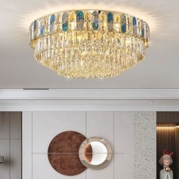Luminária de teto de cristal embutida redonda com decoração de cristal abajur de concha de cristal