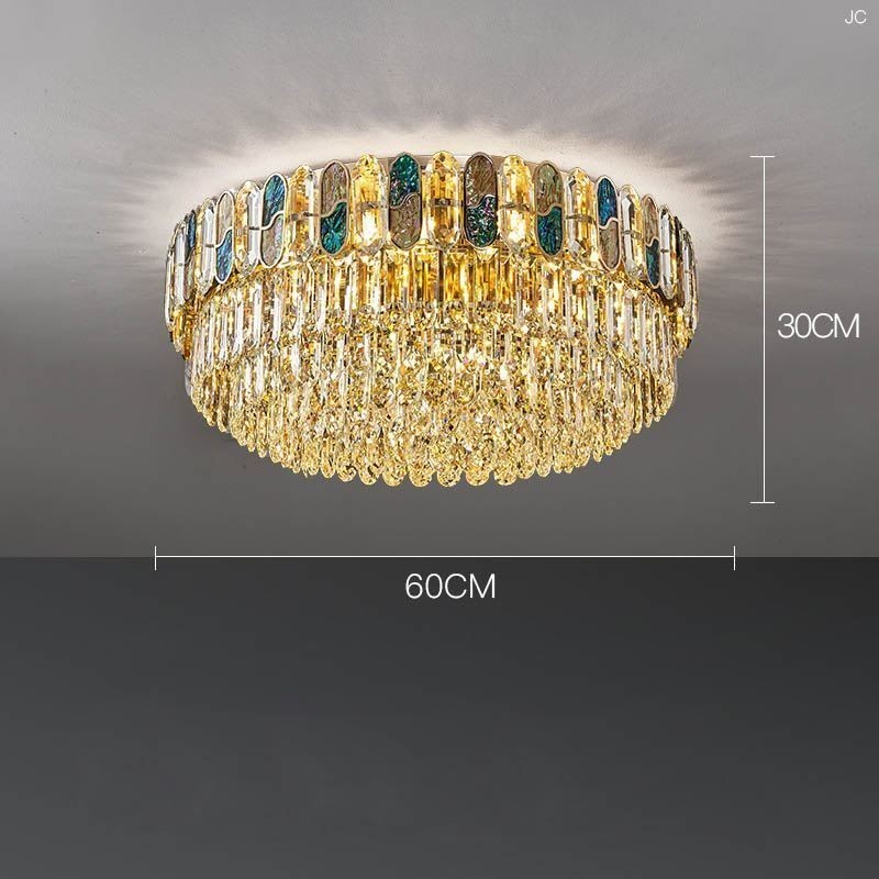 Luminária de teto de cristal embutida redonda com decoração de cristal abajur de concha de cristal
