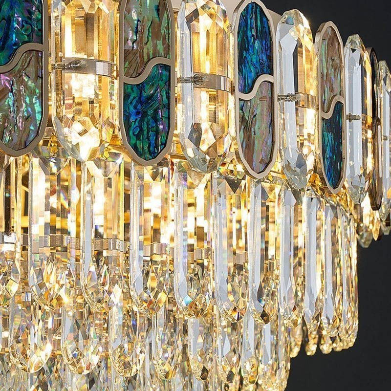 Luminária de teto de cristal embutida redonda com decoração de cristal abajur de concha de cristal