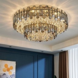 Luminária de teto redonda simples e moderna de cristal embutida para sala de jantar