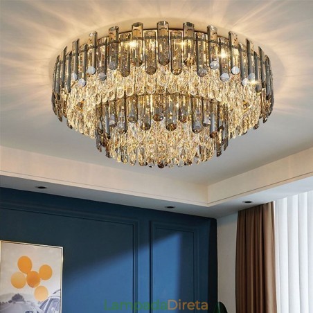 Luminária de teto redonda simples e moderna de cristal embutida para sala de jantar Luminária de teto redonda simples e moderna de cristal embutida para sala de jantar