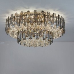 Luminária de teto redonda simples e moderna de cristal embutida para sala de jantar