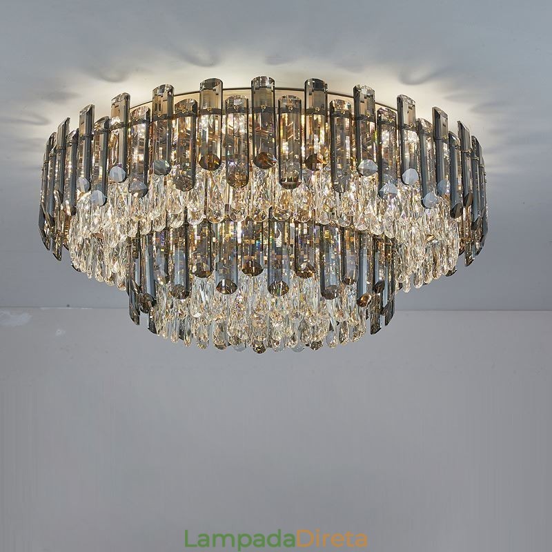 Luminária de teto redonda simples e moderna de cristal embutida para sala de jantar