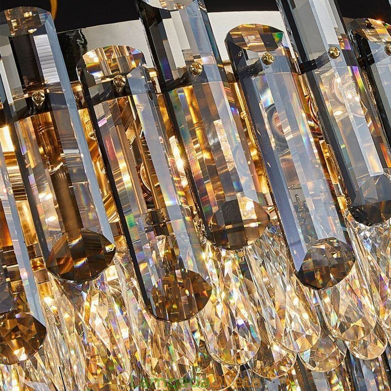 Luminária de teto redonda simples e moderna de cristal embutida para sala de jantar