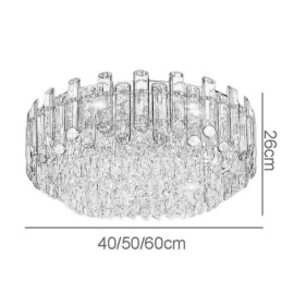 Luminária de teto de cristal simples, moderna, redonda, embutida, decorativa