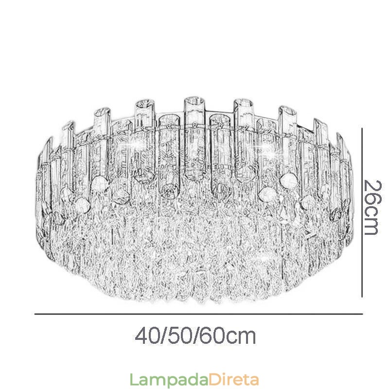 Luminária de teto de cristal simples, moderna, redonda, embutida, decorativa