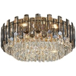 Luminária de teto de cristal simples, moderna, redonda, embutida, decorativa