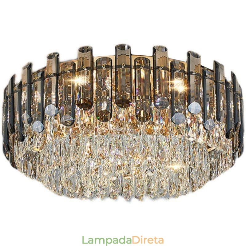 Luminária de teto de cristal simples, moderna, redonda, embutida, decorativa