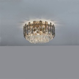 Luminária de teto de cristal simples, moderna, redonda, embutida, decorativa