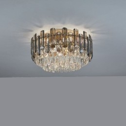 Luminária de teto de cristal simples, moderna, redonda, embutida, decorativa