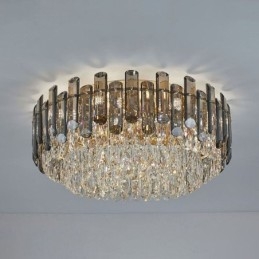 Luminária de teto de cristal simples, moderna, redonda, embutida, decorativa
