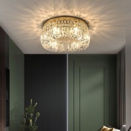 Luminária de teto moderna e elegante, luminária de teto de cristal embutida