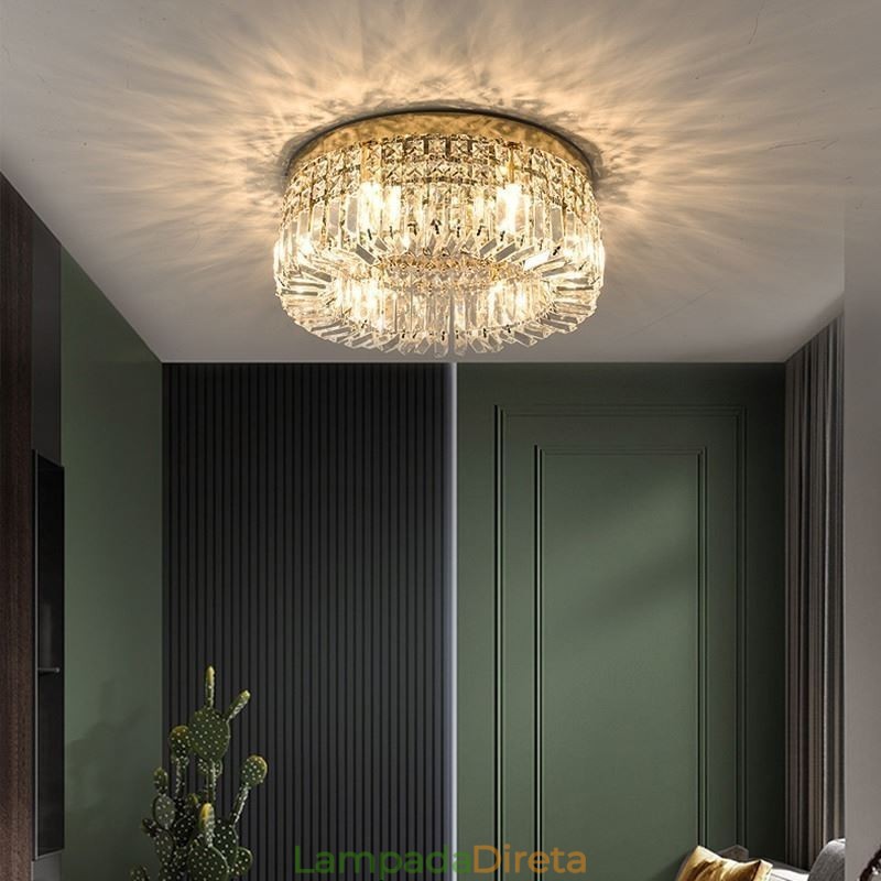 Luminária de teto moderna e elegante, luminária de teto de cristal embutida