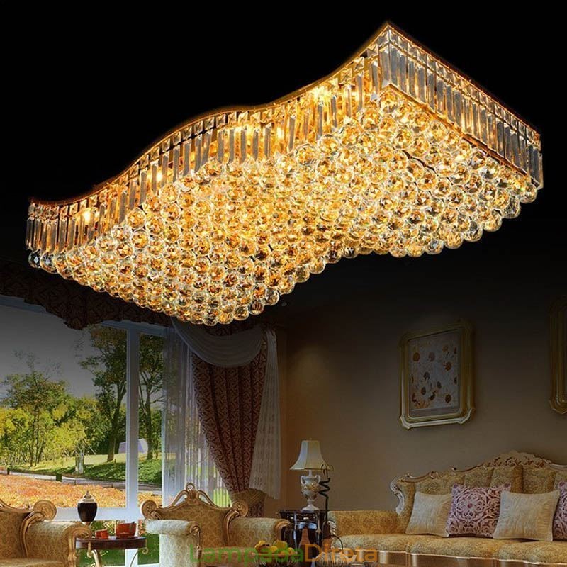 Lustre retangular de cristal europeu embutido