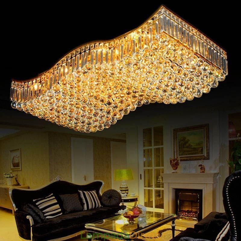 Lustre retangular de cristal europeu embutido