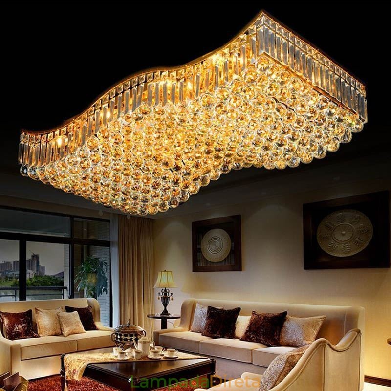 Lustre retangular de cristal europeu embutido