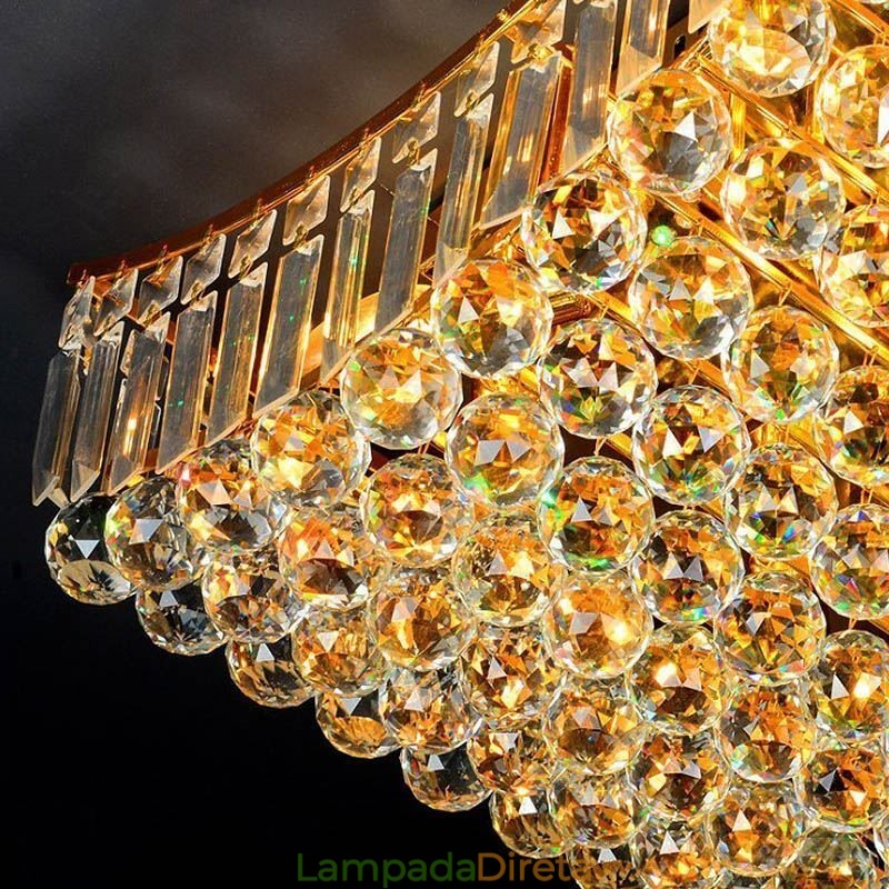 Lustre retangular de cristal europeu embutido