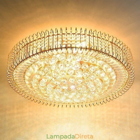 Luminária de teto de cristal redonda embutida estilo europeu Luminária de teto de cristal redonda embutida estilo europeu
