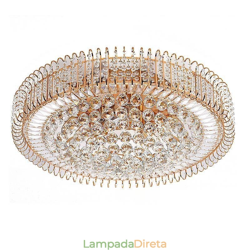Luminária de teto de cristal redonda embutida estilo europeu