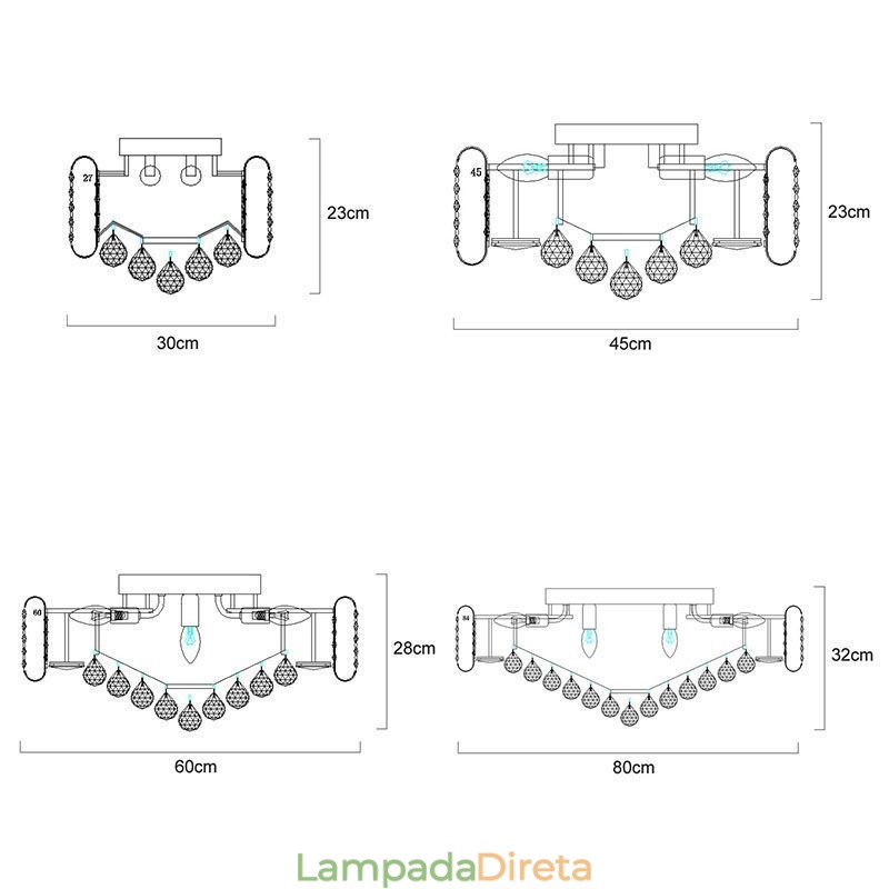 Luminária de teto de cristal redonda embutida estilo europeu