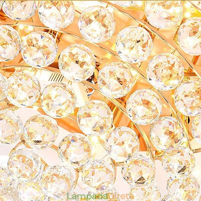 Luminária de teto de cristal redonda embutida estilo europeu