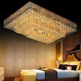Lustre de cristal moderno de três níveis com montagem embutida