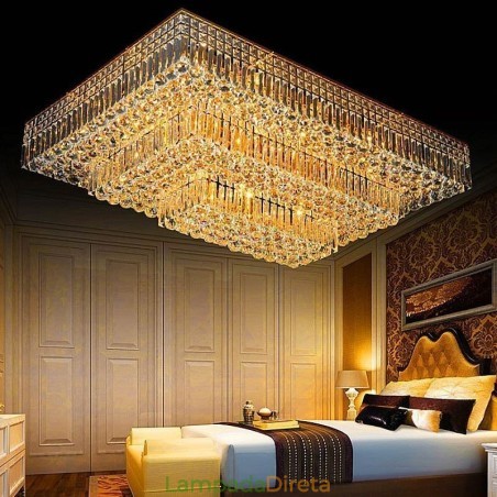 Lustre de cristal moderno de três níveis com montagem embutida Lustre de cristal moderno de três níveis com montagem embutida