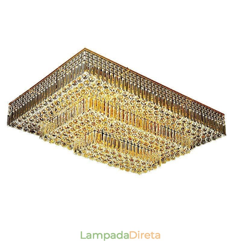 Lustre de cristal moderno de três níveis com montagem embutida