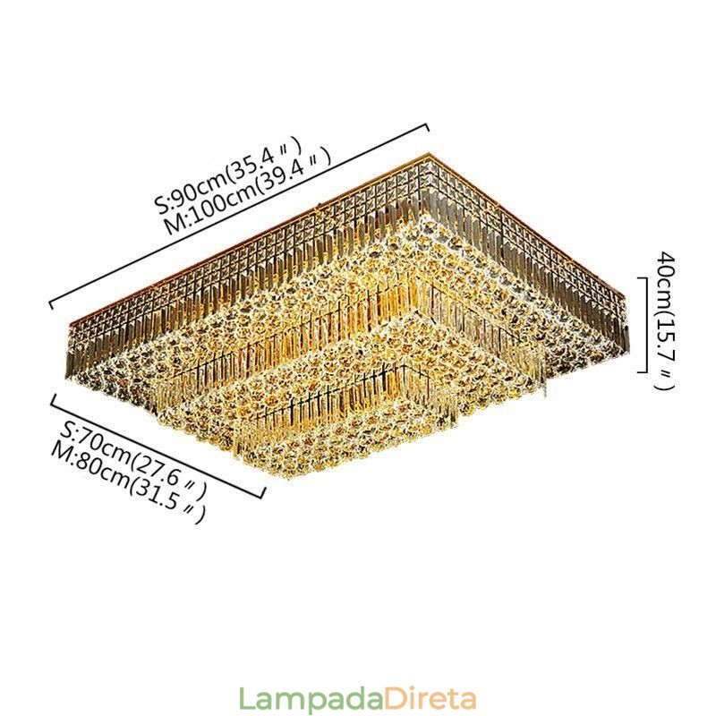 Lustre de cristal moderno de três níveis com montagem embutida
