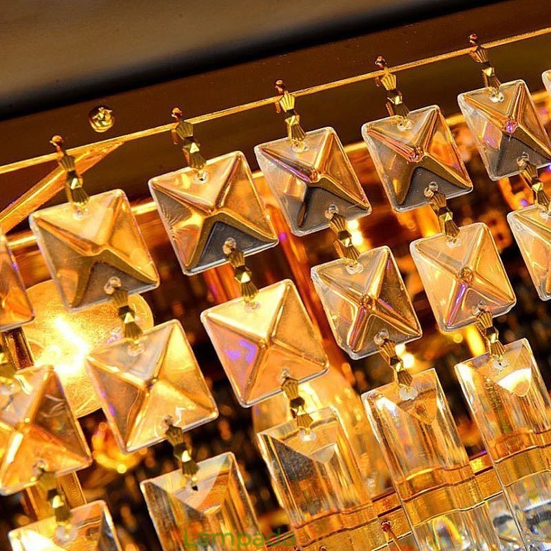 Lustre de cristal moderno de três níveis com montagem embutida