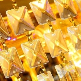 Lustre de cristal moderno de três níveis com montagem embutida