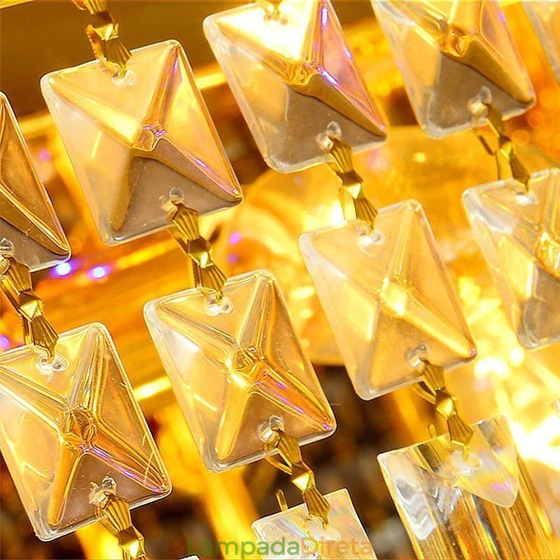 Lustre de cristal moderno de três níveis com montagem embutida