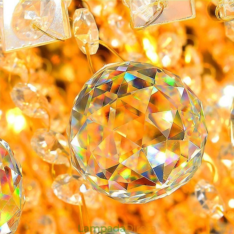 Lustre de cristal moderno de três níveis com montagem embutida