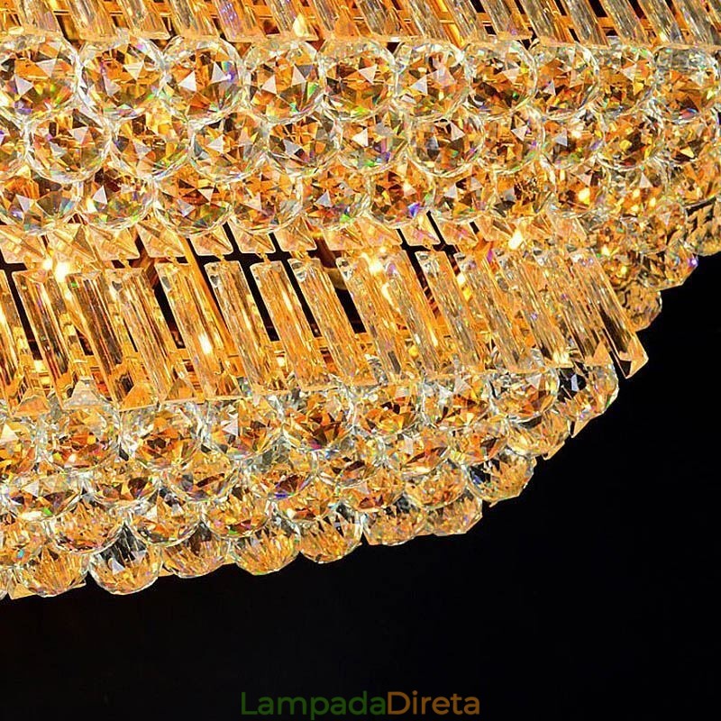 Lustre de cristal moderno de três níveis com montagem embutida
