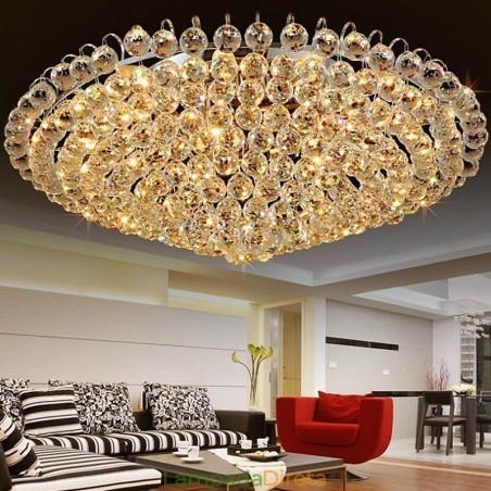 Luminária de teto redonda embutida em cristal estilo europeu Luminária de teto redonda embutida em cristal estilo europeu