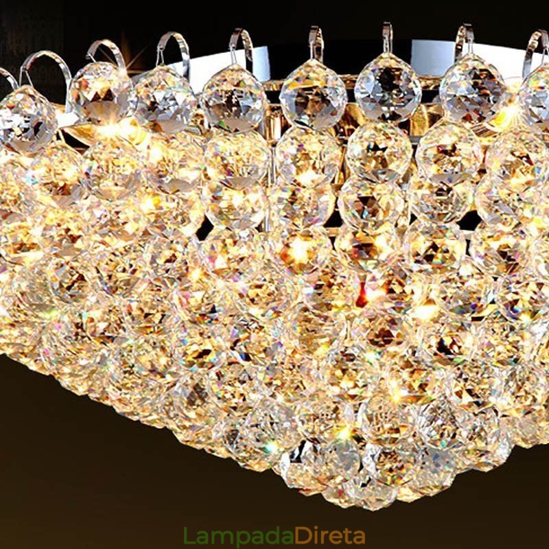Luminária de teto redonda embutida em cristal estilo europeu