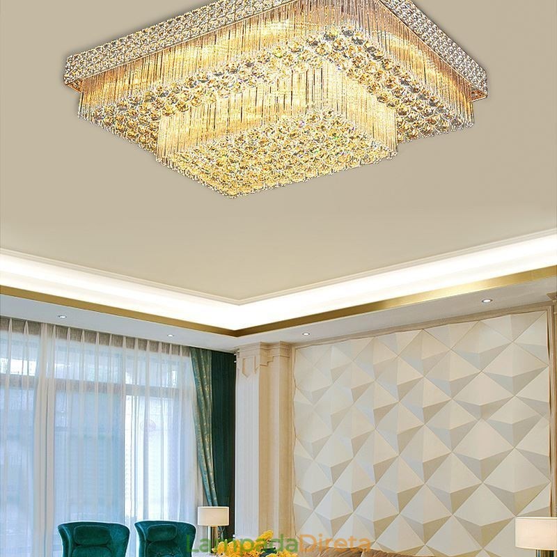 Lustre de cristal quadrado embutido europeu