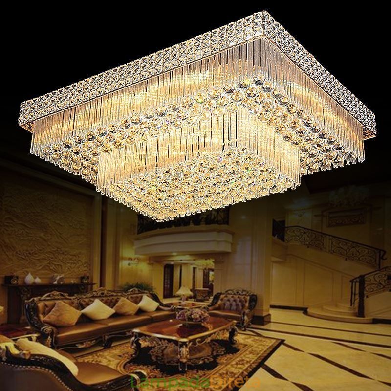 Lustre de cristal quadrado embutido europeu