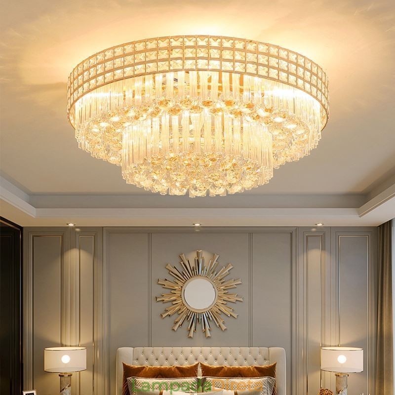 Lustre de cristal moderno redondo embutido