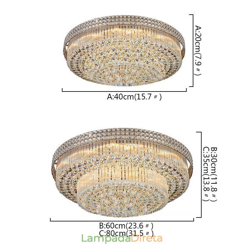 Lustre de cristal moderno redondo embutido