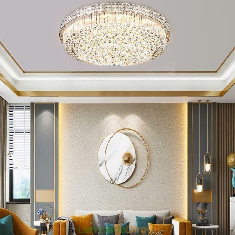 Lustre de cristal moderno redondo embutido