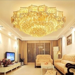 Elegante lustre de cristal redondo embutido em forma de flor