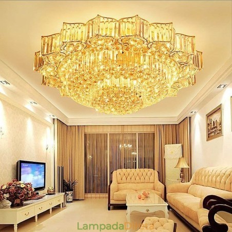 Elegante lustre de cristal redondo embutido em forma de flor Elegante lustre de cristal redondo embutido em forma de flor