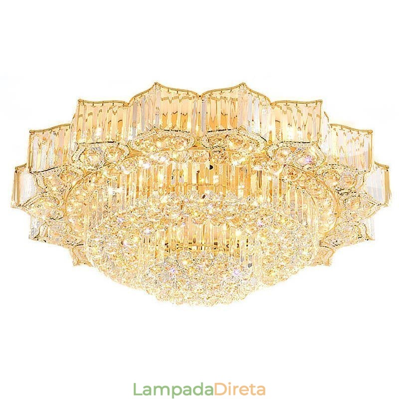 Elegante lustre de cristal redondo embutido em forma de flor