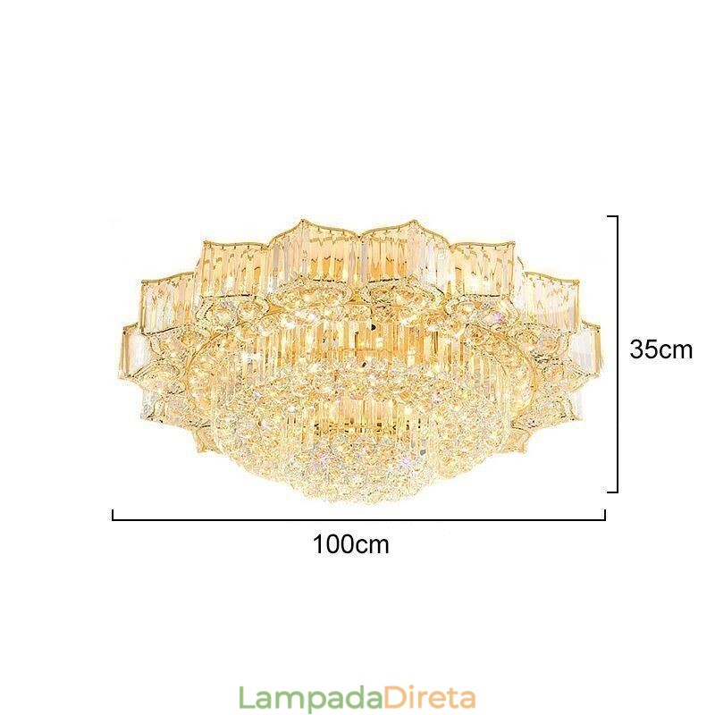 Elegante lustre de cristal redondo embutido em forma de flor