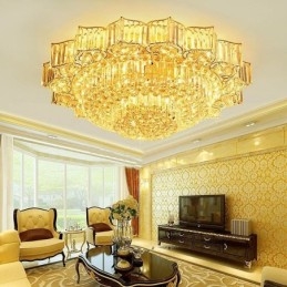 Elegante lustre de cristal redondo embutido em forma de flor