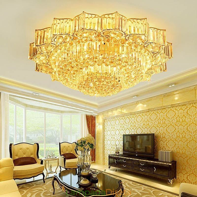 Elegante lustre de cristal redondo embutido em forma de flor